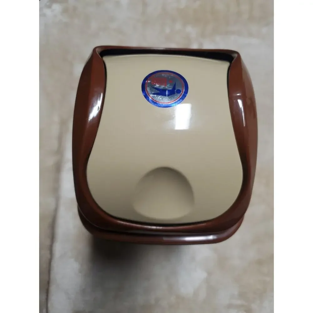 Palm Luxe Slim 5 qt. Space Savor Trash Can with Swing Lid, Beige/Brown Color